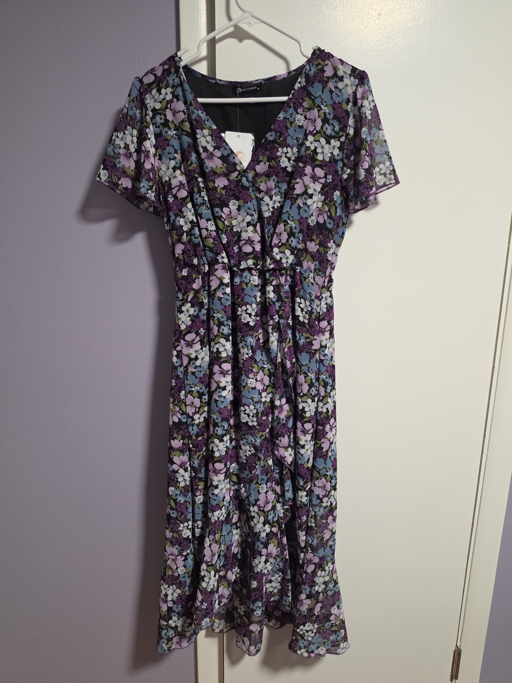 NWT Floral V-Neck High Low "Wrap" Midi Dress